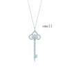TIFF 925 Silver 1:1 Charm Key Pendant Necklace Original Women Jewellery Heart Shape Rose Gold 14K Gold Selection