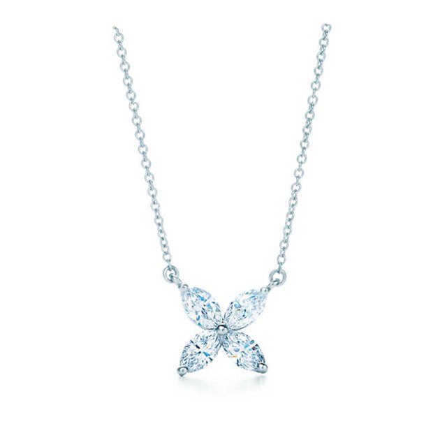 TIFF 925 Silver Charm Heart Shaped Bow Love Pendant Necklace Rose Gold Original Genuine Women Jewelry