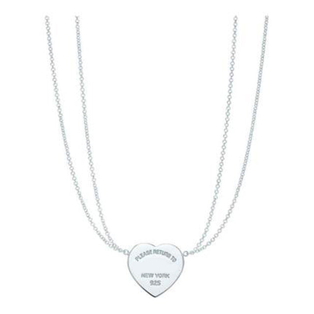 TIFF 925 Silver Fashion Heart Pendant Necklace Multi Color Selection Ladies Elegant Gift