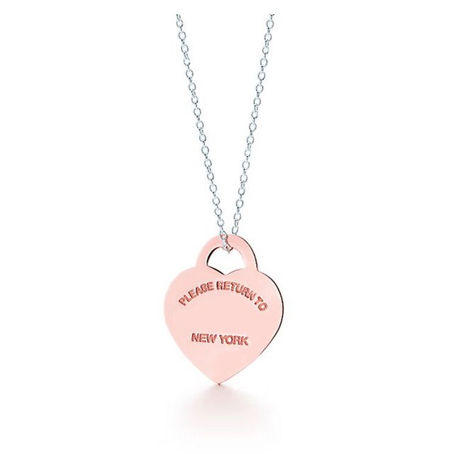 TIFF 925 Silver Fashion Heart Pendant Necklace Multi Color Selection Ladies Elegant Gift