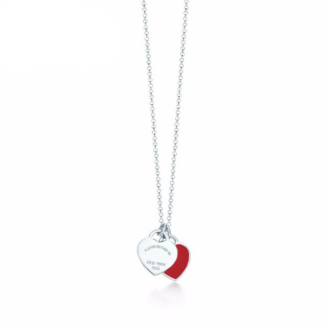 TIFF 925 Silver Fashion Heart Pendant Necklace Multi Color Selection Ladies Elegant Gift