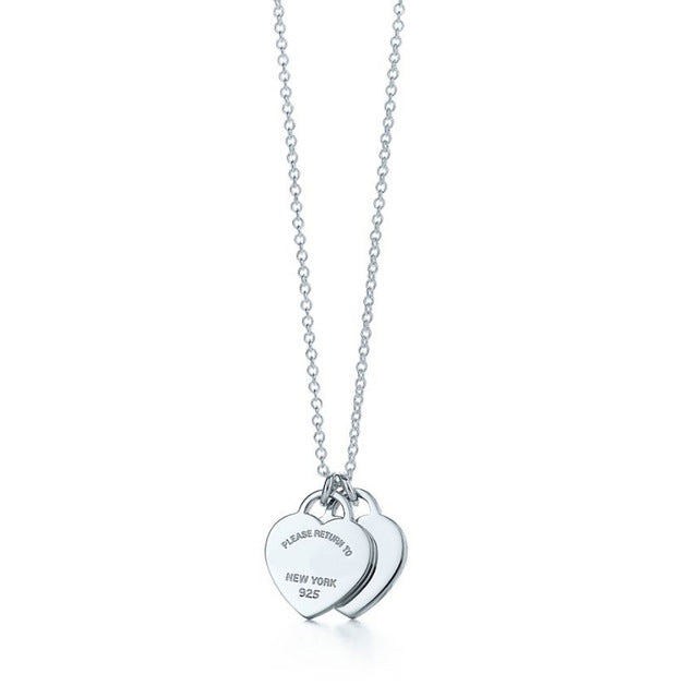 TIFF 925 Silver Fashion Heart Pendant Necklace Multi Color Selection Ladies Elegant Gift