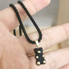 QMHJE Enamel Bear Pendant Charm Necklace for Women Choker Painting Link Chain Candy Colors Yellow Neon Green Rose Black Trendy
