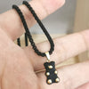 QMHJE Enamel Bear Pendant Charm Necklace for Women Choker Painting Link Chain Candy Colors Yellow Neon Green Rose Black Trendy