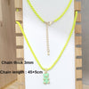 QMHJE Enamel Bear Pendant Charm Necklace for Women Choker Painting Link Chain Candy Colors Yellow Neon Green Rose Black Trendy
