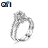 Fashion jewelry 925 Solid Silver Ring Set Luxury Style 1 ct Round Cut Zircon Engagement Wedding Rings Women Gift