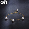 Women Party Jewelry 18K Yellow Gold Natural Cultured Pearl Bracelet Wholesale Real Pearl Gold Bracelet