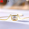 QYZB 925 Silver 18k Gold Plated Square Pendant D Color  Moissanite Necklace Jewelry for Women Wedding Party Fine Jewelry