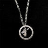 QiLuxy Vintage Circle Charm Necklaces for Women Men Alien Angel Punk Pendant Necklaces Hip Hop Party Jewelry