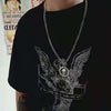QiLuxy Vintage Circle Charm Necklaces for Women Men Alien Angel Punk Pendant Necklaces Hip Hop Party Jewelry