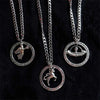 QiLuxy Vintage Circle Charm Necklaces for Women Men Alien Angel Punk Pendant Necklaces Hip Hop Party Jewelry