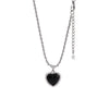 QiLuxy Stainless Steel Chain Heart Pendant Necklaces for Women Black Heart Charm Choker Simple Korean Necklaces Female Jewelry