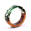 New Design Handmade Secret Novelty Wood Resin Ring Flowers Plants Inside Jewelry New Wood Ring Anniversary Ring