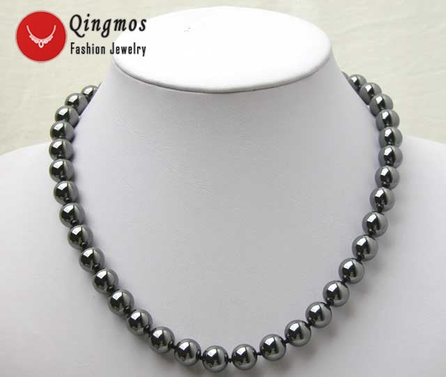 10MM Round Black Natural Magnetic Hematite Gem Stone Beads 18 Chokers Necklace for Women Fine Jewelry collares nec2307