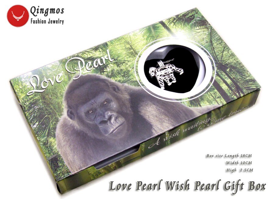 Qingmos Wish Pearl 25mm Gorilla Cage Chokers Necklace for Women & Oyster Love Pearl Pendant Chain Necklace Collier Jewelry-3648