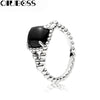 100% 925 Sterling Silver Vibrant Spirit Ring Black Crystal Fit DIY Original Jewelry Summer Creative