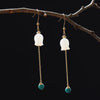 Quality 14K gold natural hetian jade turquoise tassel drop earrings elegant water design earrings for women fashion jewelry gift