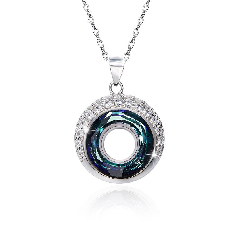 Quality 925 sterling silver advanced Crystal necklace blu-r series fashion design elegant necklace for women charms jewelry