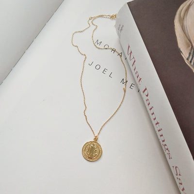 Quality 925 sterling silver cross Jesus pendants necklace simple fashion design round card necklace for women charms jewelry