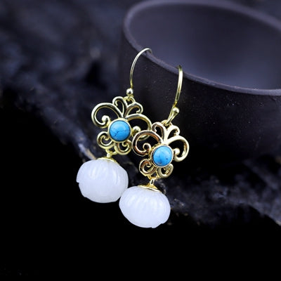 Quality 925 sterling silver natural hetian jade earrings fashion style design elegant drop earrings for women charms jewelry