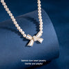 Quality Bow Pearl Jewelry Summer Pearl Layered Necklace Love Gifts For Women Heart Silver Chain