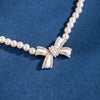 Quality Bow Pearl Jewelry Summer Pearl Layered Necklace Love Gifts For Women Heart Silver Chain