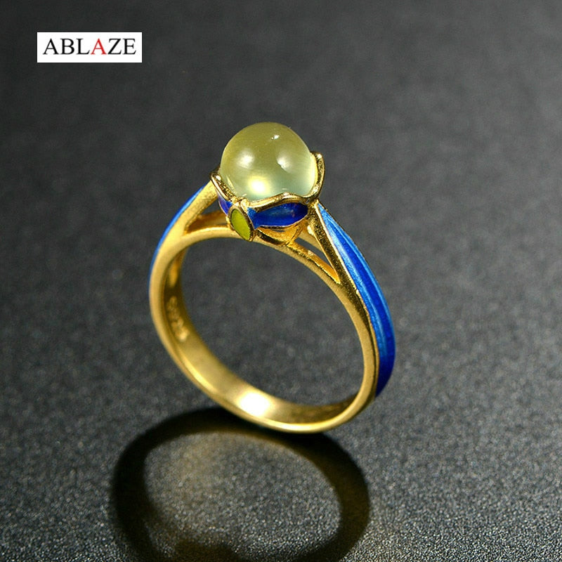 Quality Natural Semi-precious Stones Adjustable Rings 925 Sterling Silver Anniversary Jewelry Women #rw022