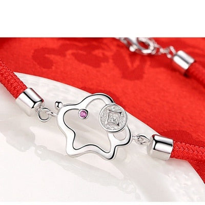 Quality new design wild 925 sterling silver mascot puppy red rope simple fashion bracelets women's fine jewelry