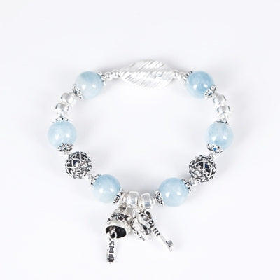 Quanlity 925 sterling silver natural amazonite bracelets big leaf lucky cat fashion do old heat lock 2020 charms fine jewelry