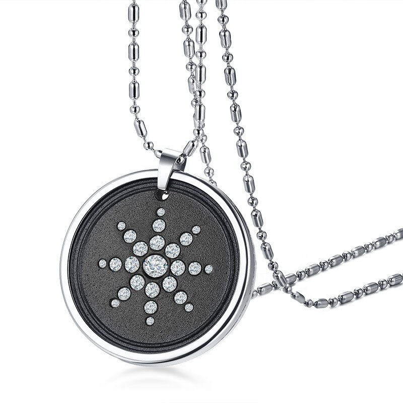 Quantum Scalar Energy Bio Science Pendant Necklace For Men Dog Tag Japanese Technology Volcanic Lava Radiation Protection
