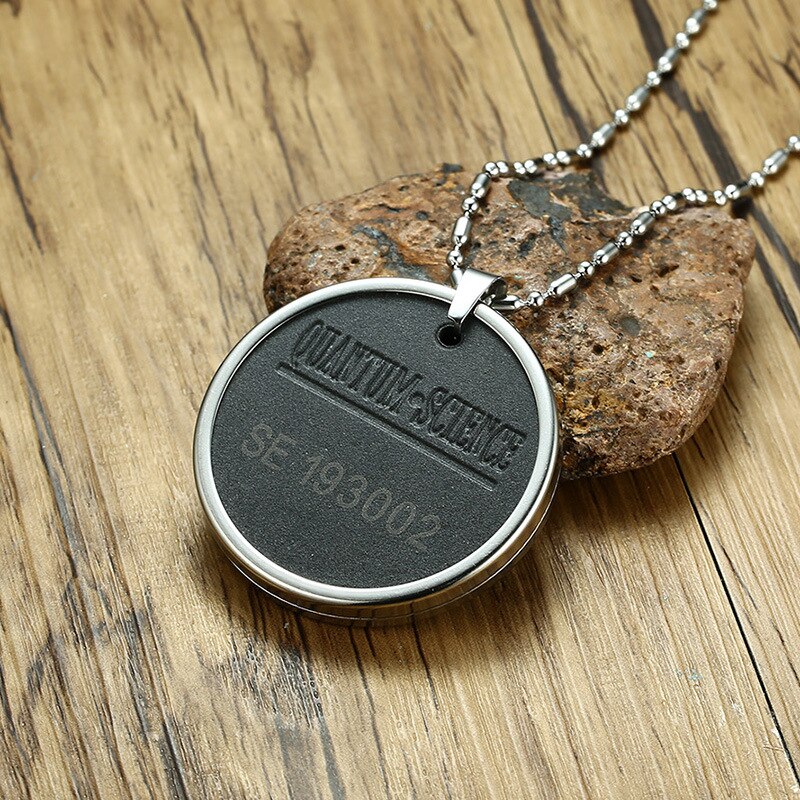 Quantum Scalar Energy Bio Science Pendant Necklace For Men Dog Tag Japanese Technology Volcanic Lava Radiation Protection