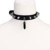 Quartz Crystal Choker Necklace For Women Girls Black Leather Spiked Chocker Collar Goth Jewelry Rave Festival Accessories