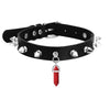 Quartz Crystal Choker Necklace For Women Girls Black Leather Spiked Chocker Collar Goth Jewelry Rave Festival Accessories