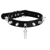 Quartz Crystal Choker Necklace For Women Girls Black Leather Spiked Chocker Collar Goth Jewelry Rave Festival Accessories