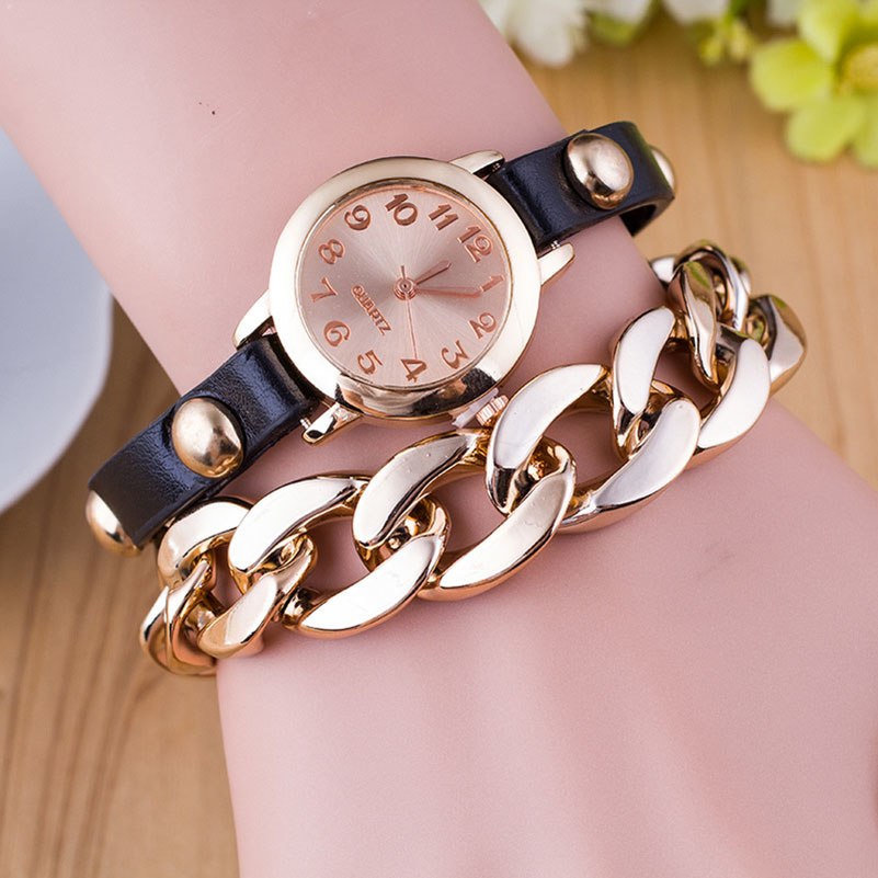 Wrap Around Fashion Weave Leather Bracelet Lady Woma Wrist Watches luxury brand bracelet watch for women montre homme