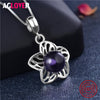 Queen Fashion Solid 925 Sterling Silver Women Flower Star Necklace with Cubic Zircon Ladies Pendant Necklaces Wedding Jewelry