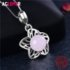 Queen Fashion Solid 925 Sterling Silver Women Flower Star Necklace with Cubic Zircon Ladies Pendant Necklaces Wedding Jewelry