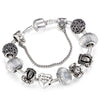 Queen Jewelry Silver Color Charm Bracelets Female European Style Enamel Queen Crown Beads Pandora Bracelet For Women Jewelry