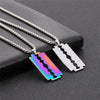 Quenching  Silver Color Stainless Steel Razor Blades Pendant Necklaces Men Jewelry Steel Male Shaver Shape Necklace