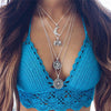 19Style Boho Necklaces for Women Vintage Silver Chain Long Waves Sun Statement Necklace Pendant Bohemian Choker Jewelry
