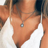 19Style Boho Necklaces for Women Vintage Silver Chain Long Waves Sun Statement Necklace Pendant Bohemian Choker Jewelry