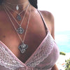 19Style Boho Necklaces for Women Vintage Silver Chain Long Waves Sun Statement Necklace Pendant Bohemian Choker Jewelry