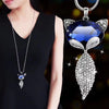 RAVIMOUR 2020 Animal Dog Pendant Necklaces for Women Jewelry Fashion Crystal Opal Long Necklace Silver Color Chain Collar Bijoux