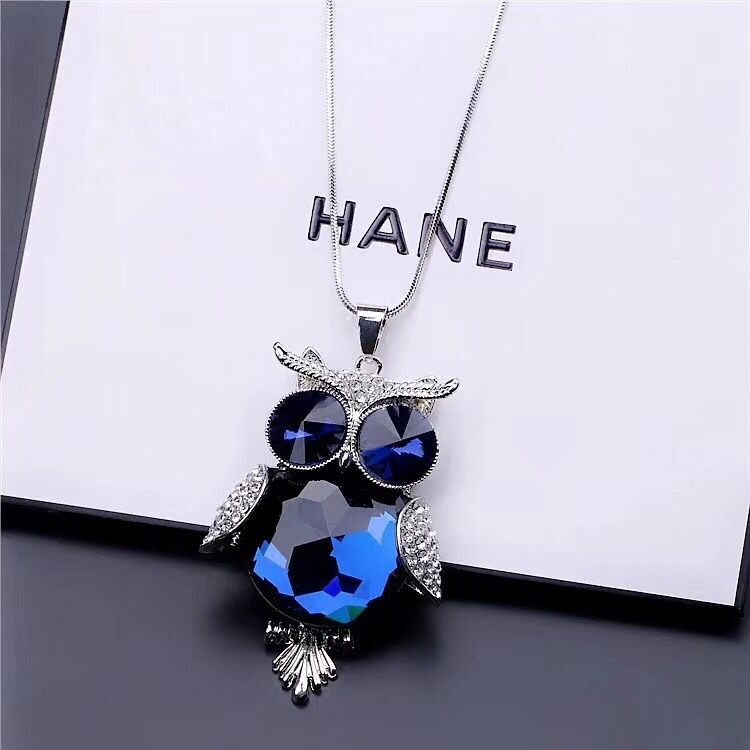 RAVIMOUR 2020 Animal Dog Pendant Necklaces for Women Jewelry Fashion Crystal Opal Long Necklace Silver Color Chain Collar Bijoux