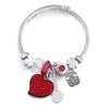 Charms Women Bracelet Silver Color Chain Red Lips Big Heart Crystal Bead Female Cuff Bracelets & Bangles Jewelry Gift