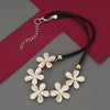 RAVIMOUR Opal Flower Choker Women Necklace Trendy Korean Style Black Leather Cord Chain Collier Femme Bijoux Gift for Girls 2021