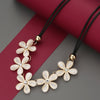 RAVIMOUR Opal Flower Choker Women Necklace Trendy Korean Style Black Leather Cord Chain Collier Femme Bijoux Gift for Girls 2021