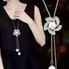 Simulated Pearl Choker Necklaces for Women Silver Color Chain Long Necklace Pendant Jewelry Accessories Trendy Kolye