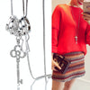 Simulated Pearl Choker Necklaces for Women Silver Color Chain Long Necklace Pendant Jewelry Accessories Trendy Kolye