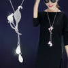 Simulated Pearl Choker Necklaces for Women Silver Color Chain Long Necklace Pendant Jewelry Accessories Trendy Kolye